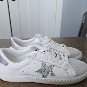 Vintage Havana White Sneakers with Silver Detail